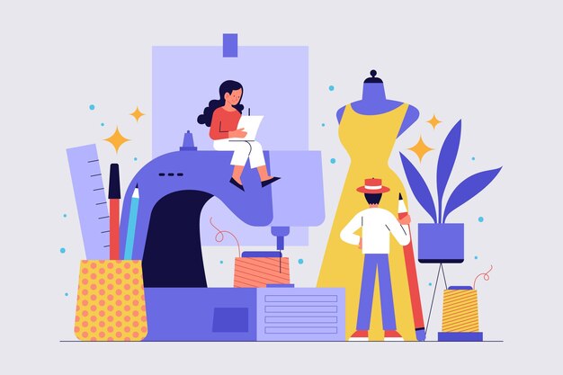 Dibujado a mano concepto de diseñador de moda
