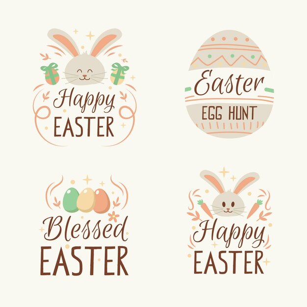 Dibujado a mano conjunto de etiquetas del día de pascua