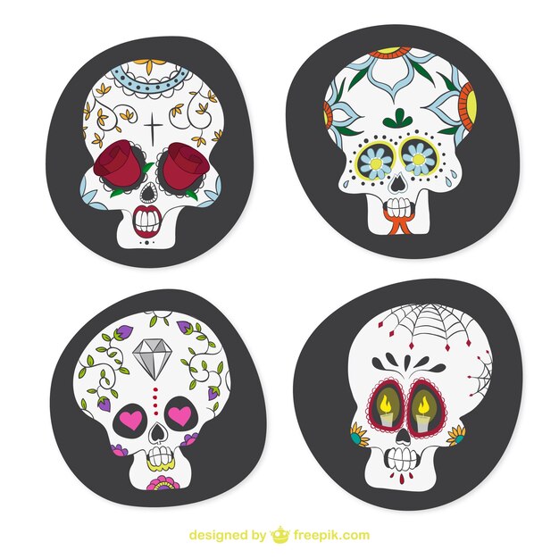 Dibujado a mano cráneos de halloween