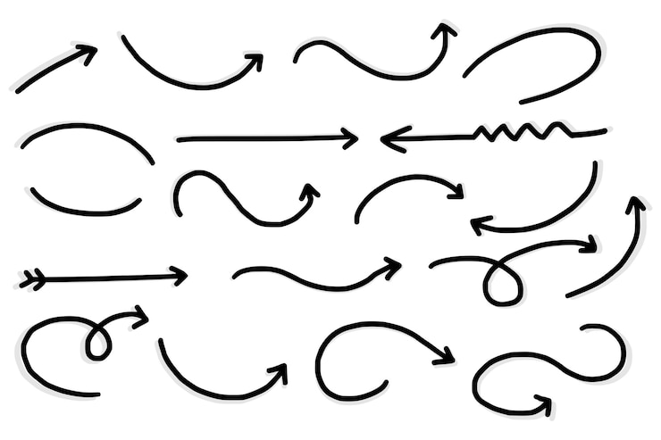 Vector gratuito dibujado a mano creativo diseño de conjunto de flechas