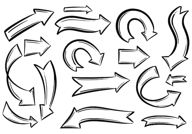 Dibujado a mano creativo diseño de conjunto de flechas