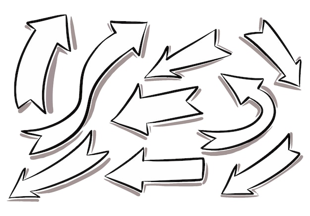 Dibujado a mano creativo diseño de conjunto de flechas