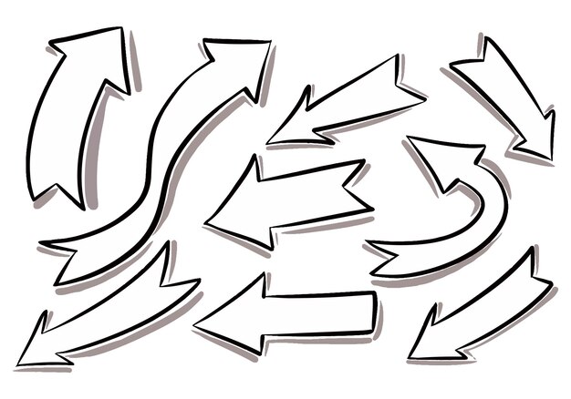 Dibujado a mano creativo diseño de conjunto de flechas