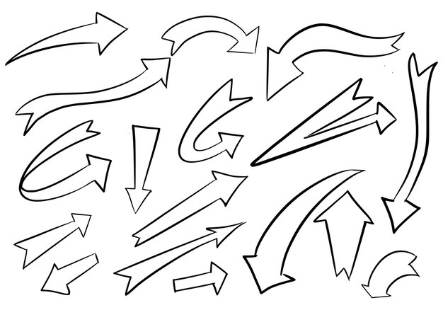 Dibujado a mano creativo diseño de conjunto de flechas