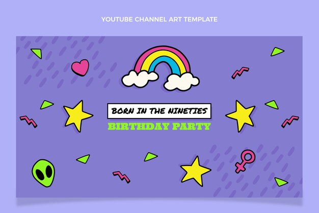 Dibujado a mano cumpleaños de los 90 arte del canal de youtube