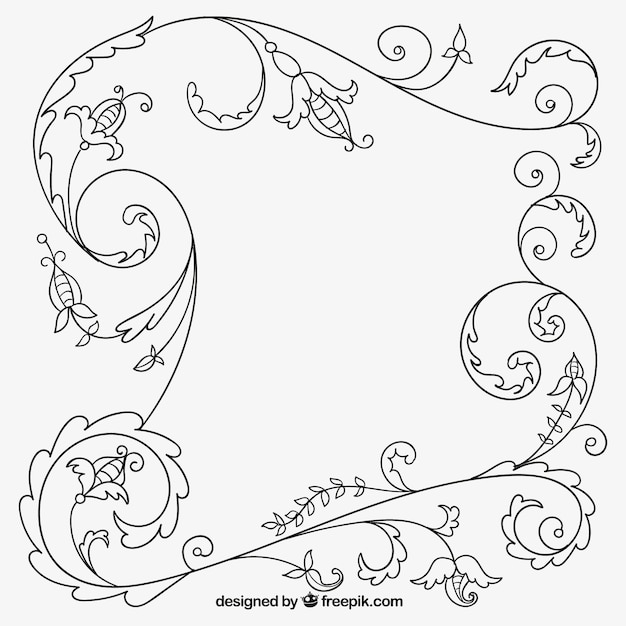 Vector gratuito dibujado a mano decoración floral ornamental