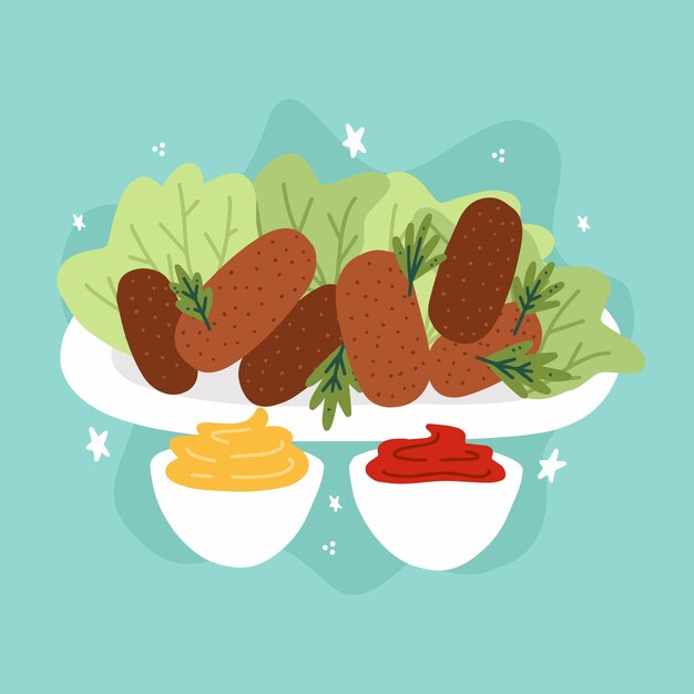 Dibujado a mano deliciosa ilustración de croquetas