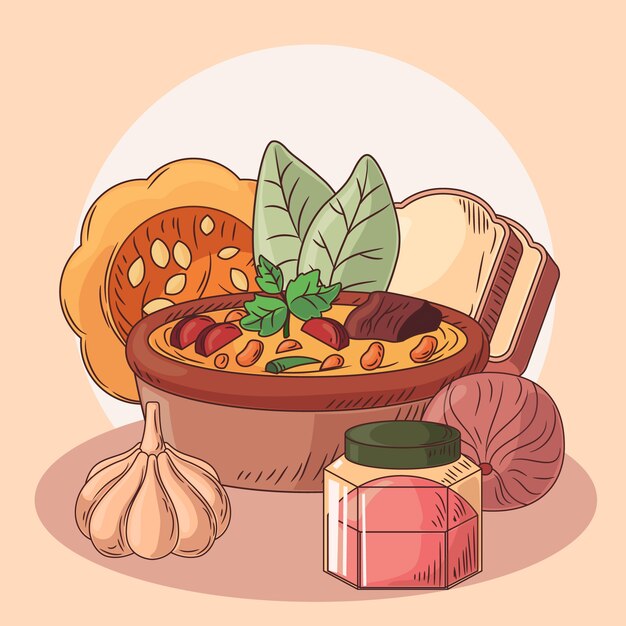 Dibujado a mano deliciosa ilustración de locro