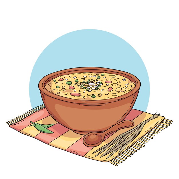 Dibujado a mano deliciosa ilustración de locro