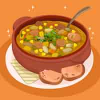 Vector gratuito dibujado a mano deliciosa ilustración de locro