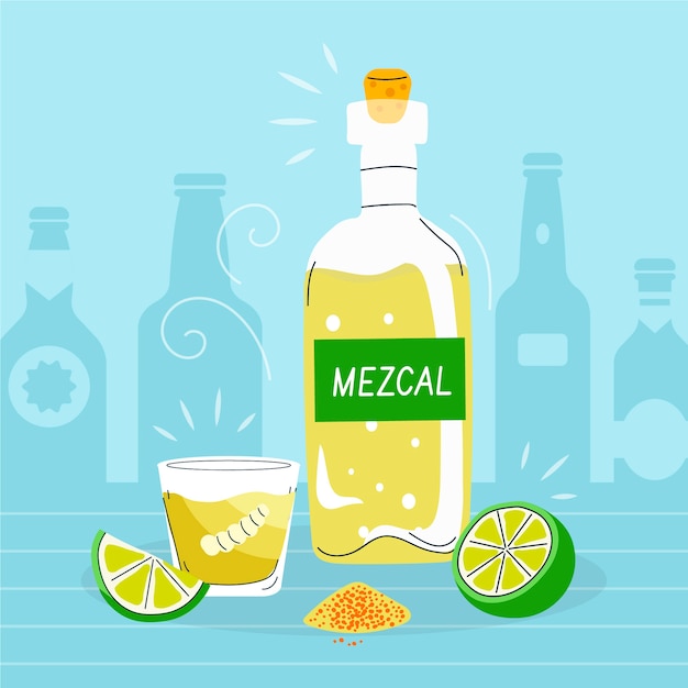 Vector gratuito dibujado a mano deliciosa ilustración de mezcal