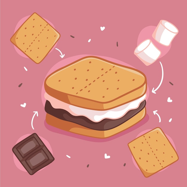 Dibujado a mano deliciosa ilustración s'more
