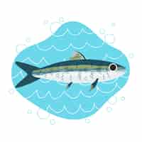 Vector gratuito dibujado a mano deliciosa ilustración de sardina