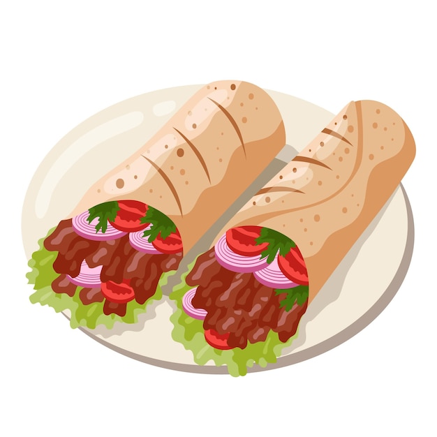 Vector gratuito dibujado a mano deliciosa ilustración de shawarma