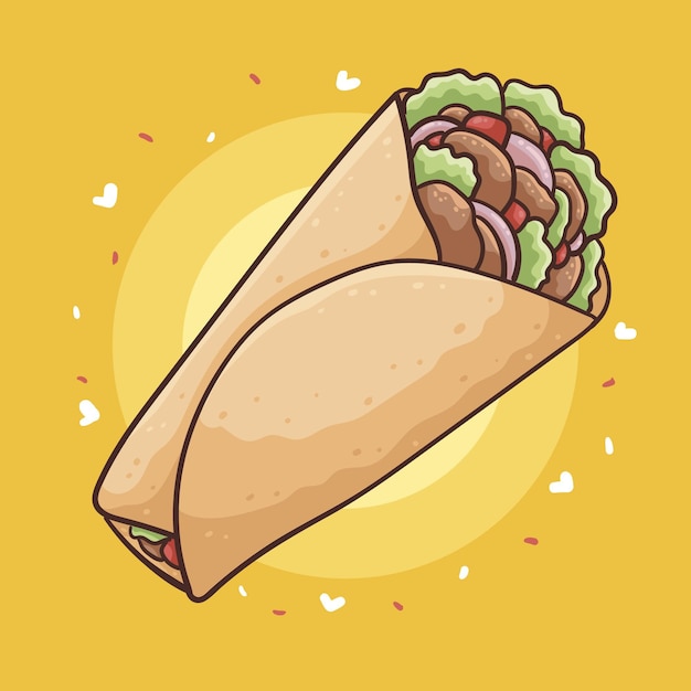 Vector gratuito dibujado a mano deliciosa ilustración de shawarma