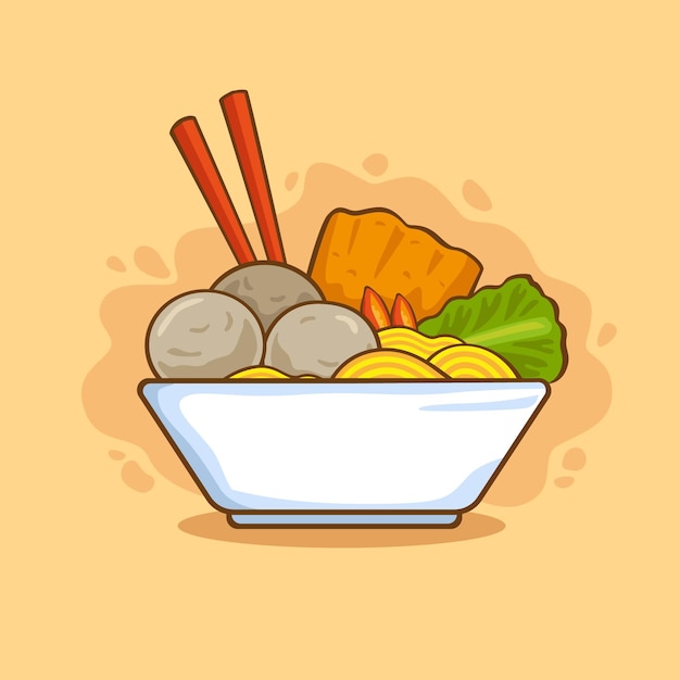 Vector gratuito dibujado a mano delicioso bakso