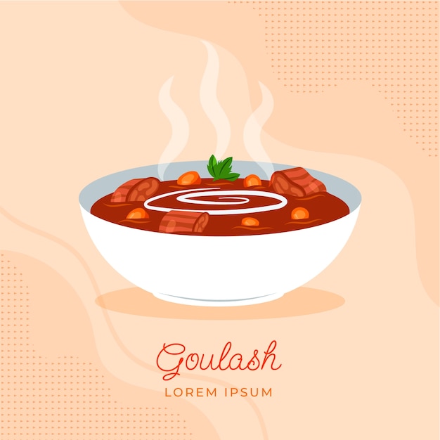 Vector gratuito dibujado a mano delicioso goulash ilustración