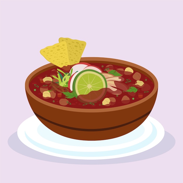 Vector gratuito dibujado a mano delicioso pozole ilustración