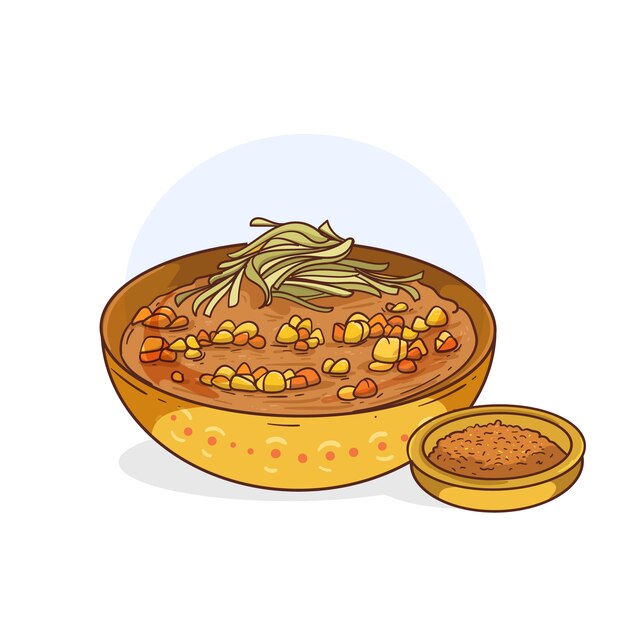 Dibujado a mano delicioso pozole ilustración