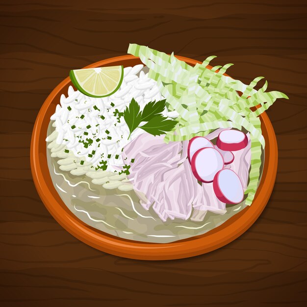 Dibujado a mano delicioso pozole ilustración