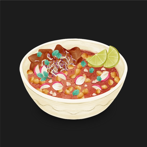 Vector gratuito dibujado a mano delicioso pozole ilustración