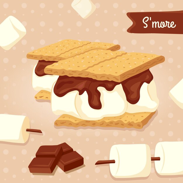Dibujado a mano delicioso s'more set ilustración