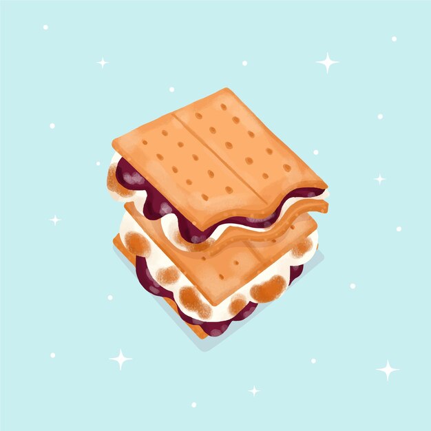 Dibujado a mano delicioso s'more set ilustración