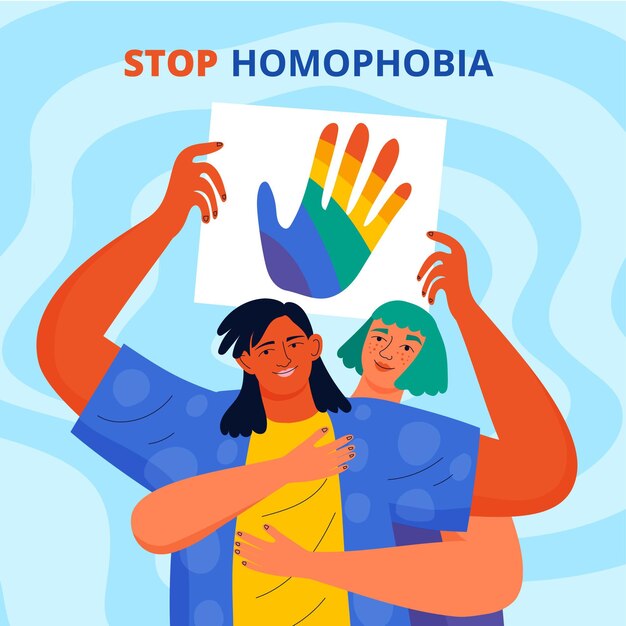 Dibujado a mano detener el concepto de homofobia