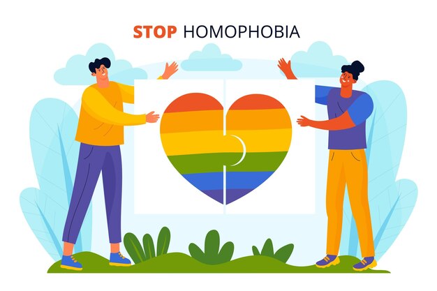 Dibujado a mano detener el concepto de homofobia