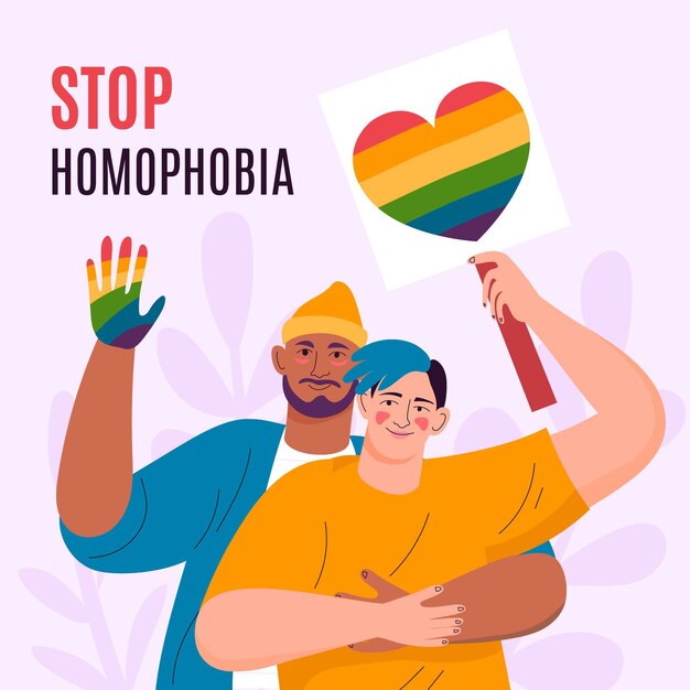 Dibujado a mano detener el concepto de homofobia