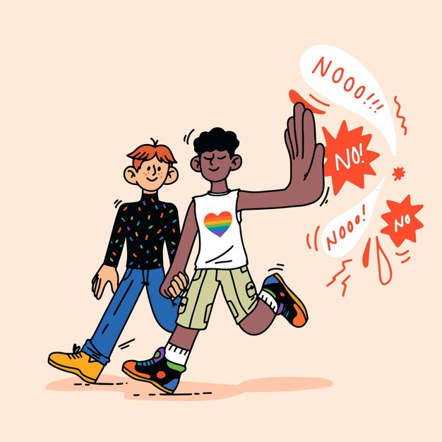 Dibujado a mano detener el concepto de homofobia