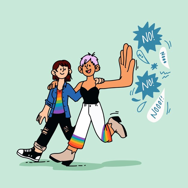 Dibujado a mano detener el concepto de homofobia