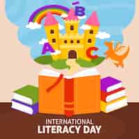 Vector gratuito dibujado a mano el día internacional de la alfabetización