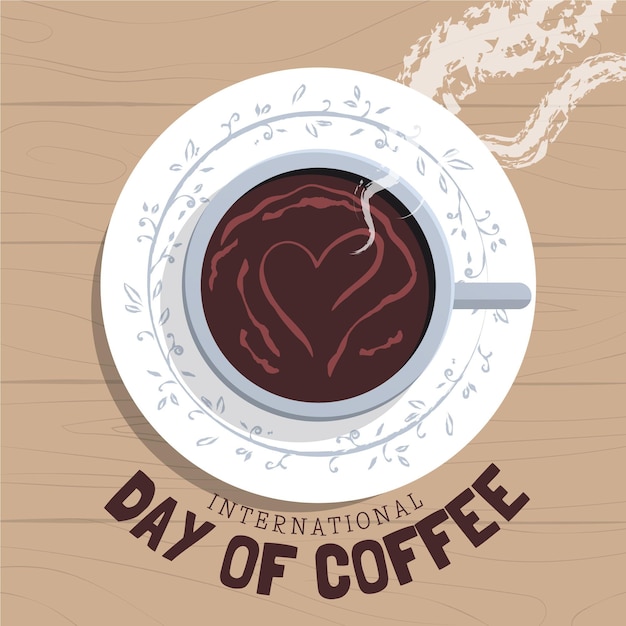 Dibujado a mano día internacional del café.