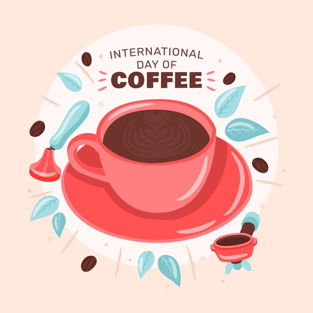 Dibujado a mano día internacional del café