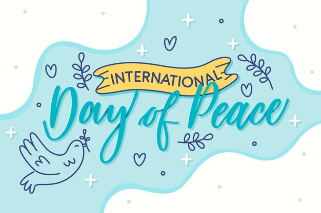 Dibujado a mano el día internacional del concepto de paz