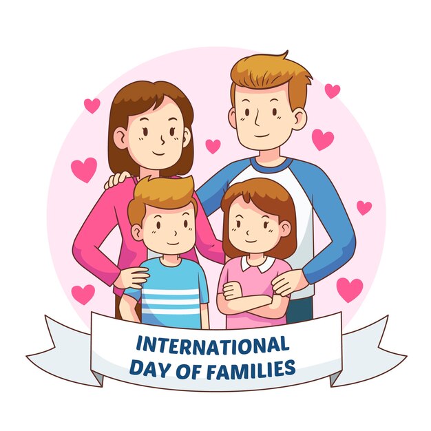 Dibujado a mano día internacional de las familias