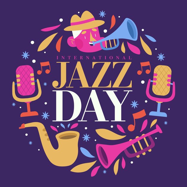 Dibujado a mano el día internacional del jazz