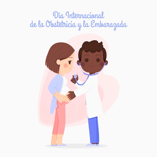 Vector gratuito dibujado a mano dia internacional de la obstetricia y la embarazada ilustración