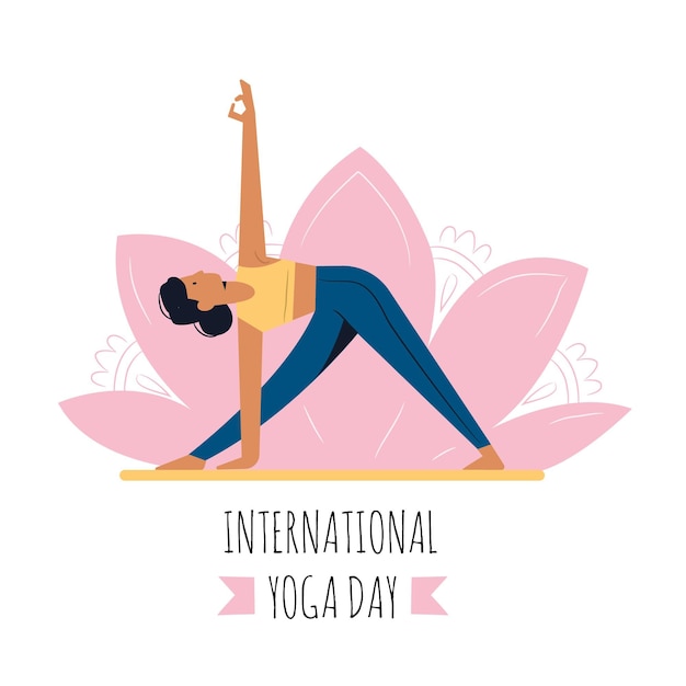 Dibujado a mano día internacional del yoga