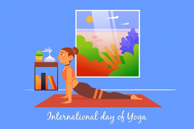 Dibujado a mano día internacional del yoga