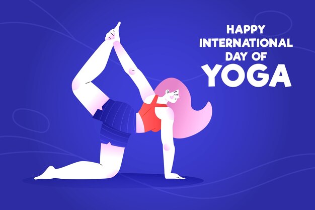 Dibujado a mano día internacional del yoga