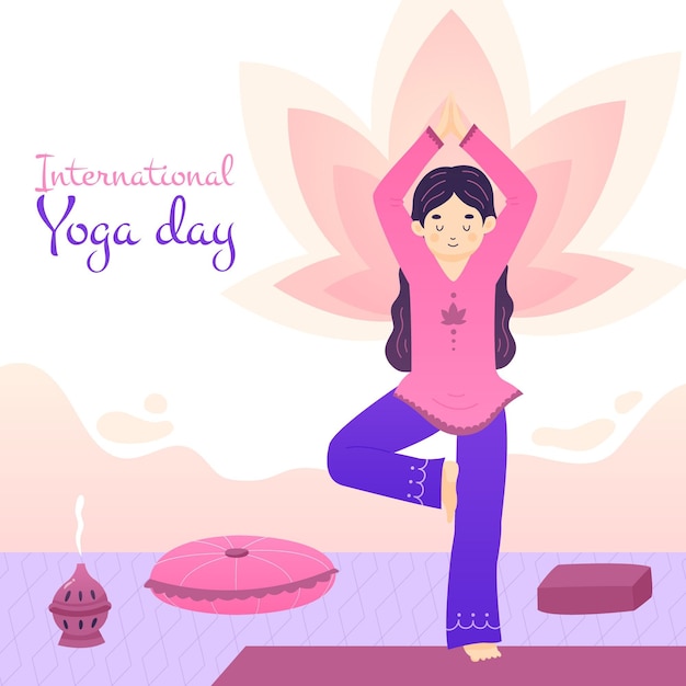 Vector gratuito dibujado a mano día internacional del yoga