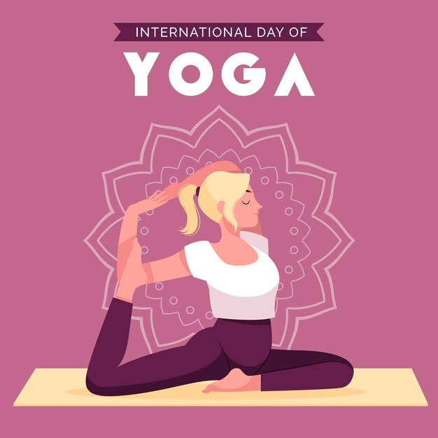 Dibujado a mano día internacional del yoga