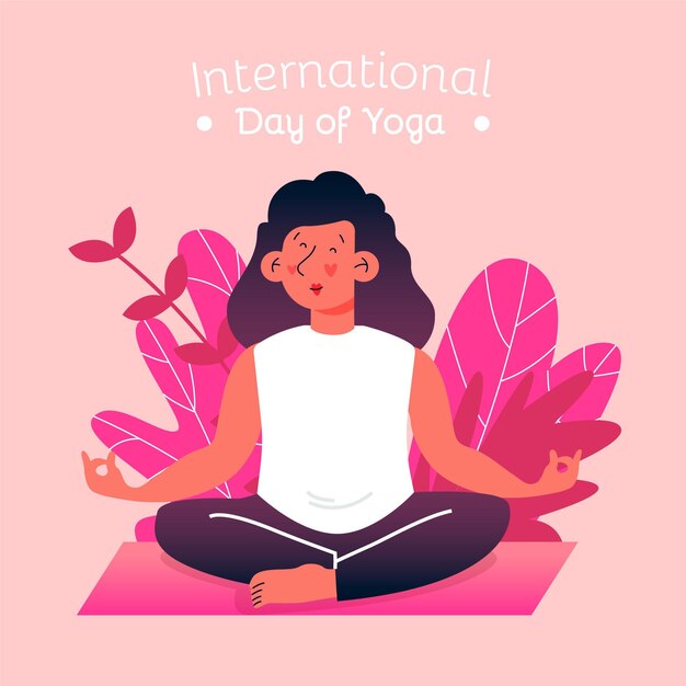 Vector gratuito dibujado a mano día internacional del yoga