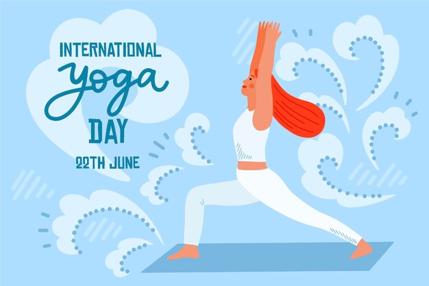 Dibujado a mano día internacional del yoga