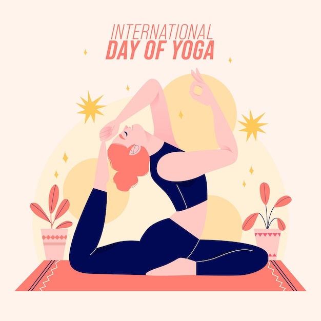 Dibujado a mano día internacional del yoga