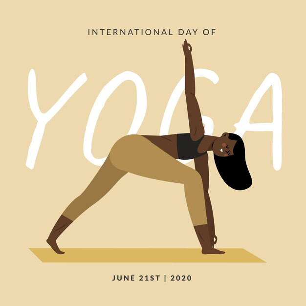 Dibujado a mano día internacional del yoga