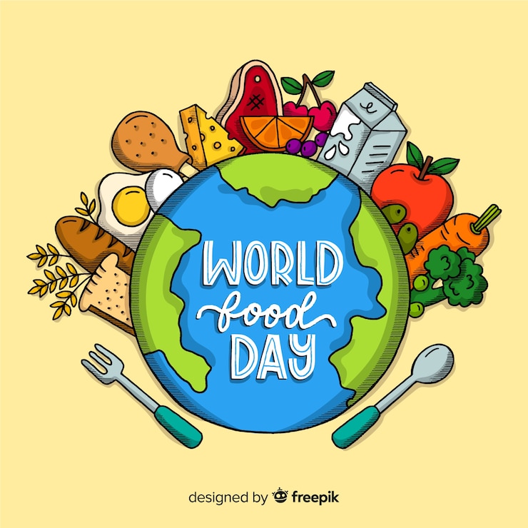 Vector gratuito dibujado a mano día mundial de la alimentación
