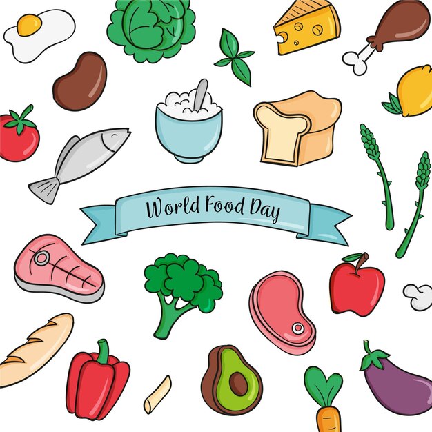 Dibujado a mano día mundial de la alimentación